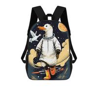 sinyumoney Mochila Escolar Infantil Impresa En 3D Duck in Space Suit Para Niños, Mochila De Viaje De Alta Capacidad, Mochila Informal Para Niños 17inch