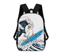 sinyumoney Mochila Escolar Infantil Impresa En 3D Duck Surfing Giant Wave Mochila Mochilas Deportivas Para Niños Y Niñas Mochila De Moda 17inch