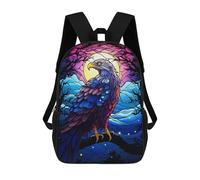 sinyumoney Mochila Escolar Infantil Impresa En 3D Eagle Colorful Staind Gl Mochila Mochilas Deportivas Para Niños Y Niñas Mochila De Moda 17inch