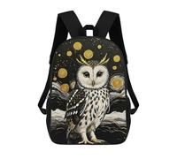 sinyumoney Mochila Escolar Infantil Impresa En 3D Elegant Owl in Starry Night Painting Mochilas Para Libros Mochilas De Viaje Informales Mochila De Gran Capacidad Para Niños 17inch