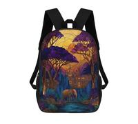 sinyumoney Mochila Escolar Infantil Impresa En 3D Elephant And Castle Stained Glass Art Para Niños, Mochila De Viaje De Alta Capacidad, Mochila Informal Para Niños 17inch