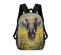 sinyumoney Mochila Escolar Infantil Impresa En 3D Elephant in Yellow Flowers 17inch Para Niños, Mochila De Viaje De Alta Capacidad, Mochila Escolar De Moda Para Niños