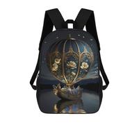 sinyumoney Mochila Escolar Infantil Impresa En 3D Enchanted Floral Airship Mochilas Para Libros Mochilas Escolares De Viaje De Alta Capacidad Para Niños/estudiantes/adultos 17inch