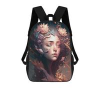 sinyumoney Mochila Escolar Infantil Impresa En 3D Enchanted Floral Portrait -2 Mochilas Para Libros Mochilas De Viaje Informales Mochila De Gran Capacidad Para Niños 17inch