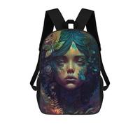 sinyumoney Mochila Escolar Infantil Impresa En 3D Enchanted Forest Portrait -2 Para Niños, Mochila De Viaje De Alta Capacidad, Mochila Informal Para Niños 17inch