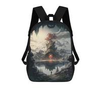 sinyumoney Mochila Escolar Infantil Impresa En 3D Enchanted Lake Reflections Para Niños, Mochila De Viaje De Alta Capacidad, Mochila Informal Para Niños 17inch