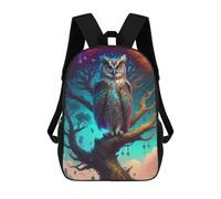 sinyumoney Mochila Escolar Infantil Impresa En 3D Enchanted Owl in Fantasy Forest Mochilas Para Libros Mochilas Escolares De Viaje De Alta Capacidad Para Niños/estudiantes/adultos 17inch
