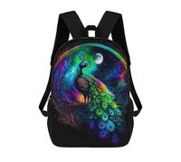 sinyumoney Mochila Escolar Infantil Impresa En 3D Enchanted Peacock Moonlit Night Mochila Mochilas Deportivas Para Niños Y Niñas Mochila De Moda 17inch