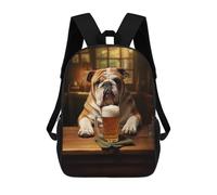 sinyumoney Mochila Escolar Infantil Impresa En 3D English Bulldog Drink Beer Mochila Mochilas Deportivas Para Niños Y Niñas Mochila De Moda 17inch