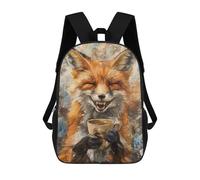 sinyumoney Mochila Escolar Infantil Impresa En 3D Evil Laugh Fox Coffee Tea Mochilas De Viaje De Alta Capacidad Para Niños Mochilas De Libros De Moda Mochila Escolar Infantil 17inch