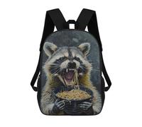 sinyumoney Mochila Escolar Infantil Impresa En 3D Evil Raccoon Eating Food Mochila Mochilas Deportivas Para Niños Y Niñas Mochila De Moda 17inch