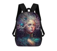 sinyumoney Mochila Escolar Infantil Impresa En 3D Fantasy Portrait with Feather Necklace Mochila Mochilas Deportivas Para Niños Y Niñas Mochila De Moda 17inch