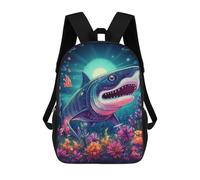 sinyumoney Mochila Escolar Infantil Impresa En 3D Fantasy Underwater World with Shark Mochilas Para Libros Mochilas De Viaje Informales Mochila De Gran Capacidad Para Niños 17inch