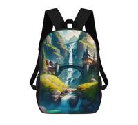 sinyumoney Mochila Escolar Infantil Impresa En 3D Fantasy Village with Waterfall Mochila Escolar Infantil Mochilas De Viaje Mochilas De Moda Mochilas De Gran Capacidad 17inch