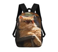 sinyumoney Mochila Escolar Infantil Impresa En 3D Fat Cat Chilling Sun Beach Mochilas Para Libros Mochilas Escolares De Viaje De Alta Capacidad Para Niños/estudiantes/adultos 17inch