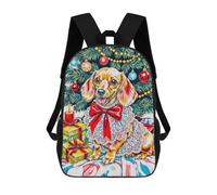 sinyumoney Mochila Escolar Infantil Impresa En 3D Festive Dachshund Christmas Portrait Mochilas Para Libros Mochilas De Viaje Informales Mochila De Gran Capacidad Para Niños 17inch