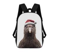 sinyumoney Mochila Escolar Infantil Impresa En 3D Festive Kiwi Bird Portrait with Santa Hat Mochilas Para Libros Mochilas De Viaje Informales Mochila De Gran Capacidad Para Niños 17inch