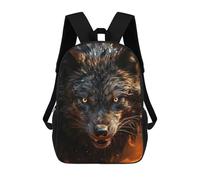 sinyumoney Mochila Escolar Infantil Impresa En 3D Fierce Black Wolf in Fire Mochilas Para Libros Mochilas De Viaje Informales Mochila De Gran Capacidad Para Niños 17inch