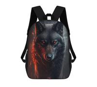sinyumoney Mochila Escolar Infantil Impresa En 3D Fiery Wolf Portrait -3 Mochilas Para Libros Mochilas De Viaje Informales Mochila De Gran Capacidad Para Niños 17inch