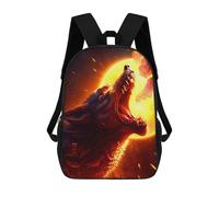 sinyumoney Mochila Escolar Infantil Impresa En 3D Fiery Wolf's Roar Mochilas De Moda Informales Mochilas Infantiles Mochila Informal Para Exteriores Bolsas De Viaje Bonitas 17inch