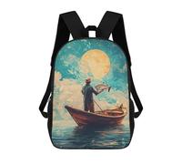 sinyumoney Mochila Escolar Infantil Impresa En 3D Fisherman Under Giant Moon Para Niños Mochilas De Viaje De Alta Capacidad Bolsas Para Libros Mochila Escolar Infantil Mochila 17inch
