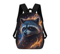 sinyumoney Mochila Escolar Infantil Impresa En 3D Flaming Raccoon Art Print 17inch Para Niños, Mochila De Viaje De Alta Capacidad, Mochila Escolar De Moda Para Niños
