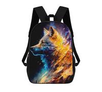 sinyumoney Mochila Escolar Infantil Impresa En 3D Flaming Wolf Artwork -1 Mochila Mochilas Deportivas Para Niños Y Niñas Mochila De Moda 17inch