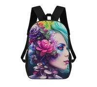 sinyumoney Mochila Escolar Infantil Impresa En 3D Floral Fusion Portrait -2 Mochilas Para Libros Mochilas Escolares De Viaje De Alta Capacidad Para Niños/estudiantes/adultos 17inch