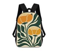 sinyumoney Mochila Escolar Infantil Impresa En 3D Floral Mid Century Orange Flowers 17inch Para Niños, Mochila De Viaje De Alta Capacidad, Mochila Escolar De Moda Para Niños