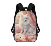 sinyumoney Mochila Escolar Infantil Impresa En 3D Floral Pomeranian Portrait Para Niños, Mochila De Viaje De Alta Capacidad, Mochila Informal Para Niños 17inch
