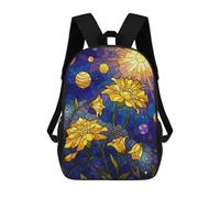 sinyumoney Mochila Escolar Infantil Impresa En 3D Floral Stained Glass Space Art Mochilas Para Libros Mochilas De Viaje Informales Mochila De Gran Capacidad Para Niños 17inch