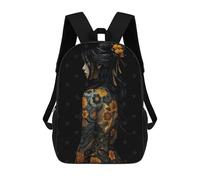 sinyumoney Mochila Escolar Infantil Impresa En 3D Floral Tattoo Woman on Black Background Mochila Escolar Infantil Mochilas De Viaje Mochilas De Moda Mochilas De Gran Capacidad 17inch