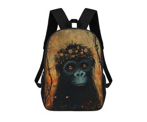 sinyumoney Mochila Escolar Infantil Impresa En 3D Flower Crown Baby Gorilla Para Niños, Mochila De Viaje De Alta Capacidad, Mochila Informal Para Niños 17inch