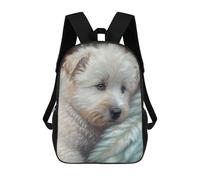 sinyumoney Mochila Escolar Infantil Impresa En 3D Fluffy White Puppy Portrait Mochila Escolar Infantil Mochilas De Viaje Mochilas De Moda Mochilas De Gran Capacidad 17inch