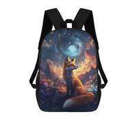 sinyumoney Mochila Escolar Infantil Impresa En 3D Fox in Cosmic Nature 17inch Para Niños, Mochila De Viaje De Alta Capacidad, Mochila Escolar De Moda Para Niños