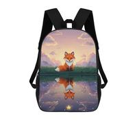 sinyumoney Mochila Escolar Infantil Impresa En 3D Fox Reflection on Starry Water Mochila Mochilas Deportivas Para Niños Y Niñas Mochila De Moda 17inch
