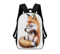 sinyumoney Mochila Escolar Infantil Impresa En 3D Fox with Coffee Mochilas De Viaje De Alta Capacidad Para Niños Mochilas De Libros De Moda Mochila Escolar Infantil 17inch