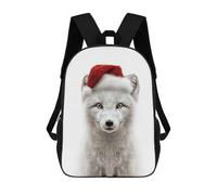 sinyumoney Mochila Escolar Infantil Impresa En 3D FOX with Santa Hat Mochilas Para Libros Mochilas De Viaje Informales Mochila De Gran Capacidad Para Niños 17inch