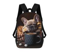 sinyumoney Mochila Escolar Infantil Impresa En 3D French Bulldog Pup Coffee 17inch Para Niños, Mochila De Viaje De Alta Capacidad, Mochila Escolar De Moda Para Niños