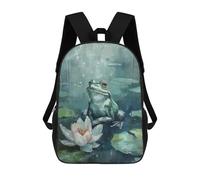 sinyumoney Mochila Escolar Infantil Impresa En 3D Frog on Lily Pad Mochila Escolar Infantil Mochilas De Viaje Mochilas De Moda Mochilas De Gran Capacidad 17inch