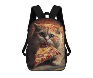 sinyumoney Mochila Escolar Infantil Impresa En 3D Funny Cat Eating Pizza Mochila Mochilas Deportivas Para Niños Y Niñas Mochila De Moda 17inch