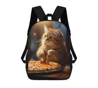 sinyumoney Mochila Escolar Infantil Impresa En 3D Funny Cat Eats Pizza Para Niños, Mochila De Viaje De Alta Capacidad, Mochila Informal Para Niños 17inch