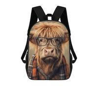 sinyumoney Mochila Escolar Infantil Impresa En 3D Funny Dressed Highland Cow Mochila De Viaje De Alta Capacidad Para Libros Mochilas De Moda Para Niños Mochila Escolar Informal 17inch