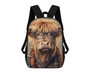 sinyumoney Mochila Escolar Infantil Impresa En 3D Funny Dressed Highland Cow Mochila De Viaje De Alta Capacidad Para Libros Mochilas De Moda Para Niños Mochila Escolar Informal 17inch