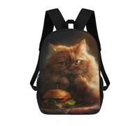 sinyumoney Mochila Escolar Infantil Impresa En 3D Funny Fat Cat Hamburger Para Niños, Mochila De Viaje De Alta Capacidad, Mochila Informal Para Niños 17inch