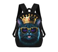 sinyumoney Mochila Escolar Infantil Impresa En 3D Funny King Black Cat Mochilas De Viaje De Alta Capacidad Para Niños Mochilas De Libros De Moda Mochila Escolar Infantil 17inch