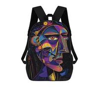 sinyumoney Mochila Escolar Infantil Impresa En 3D Futuristic Abstract Vision - Neon Cubist Portrait Mochila Mochilas Deportivas Para Niños Y Niñas Mochila De Moda 17inch