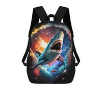 sinyumoney Mochila Escolar Infantil Impresa En 3D Galactic Shark Adventure Para Niños, Mochila De Viaje De Alta Capacidad, Mochila Informal Para Niños 17inch