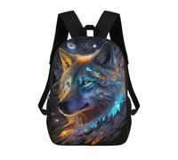 sinyumoney Mochila Escolar Infantil Impresa En 3D Galactic Wolf Portrait -15 Mochilas Para Libros Mochilas De Viaje Informales Mochila De Gran Capacidad Para Niños 17inch