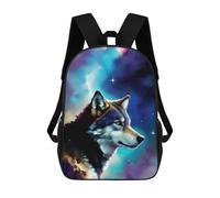 sinyumoney Mochila Escolar Infantil Impresa En 3D Galactic Wolf Portrait -9 Mochilas Para Libros Mochilas De Viaje Informales Mochila De Gran Capacidad Para Niños 17inch